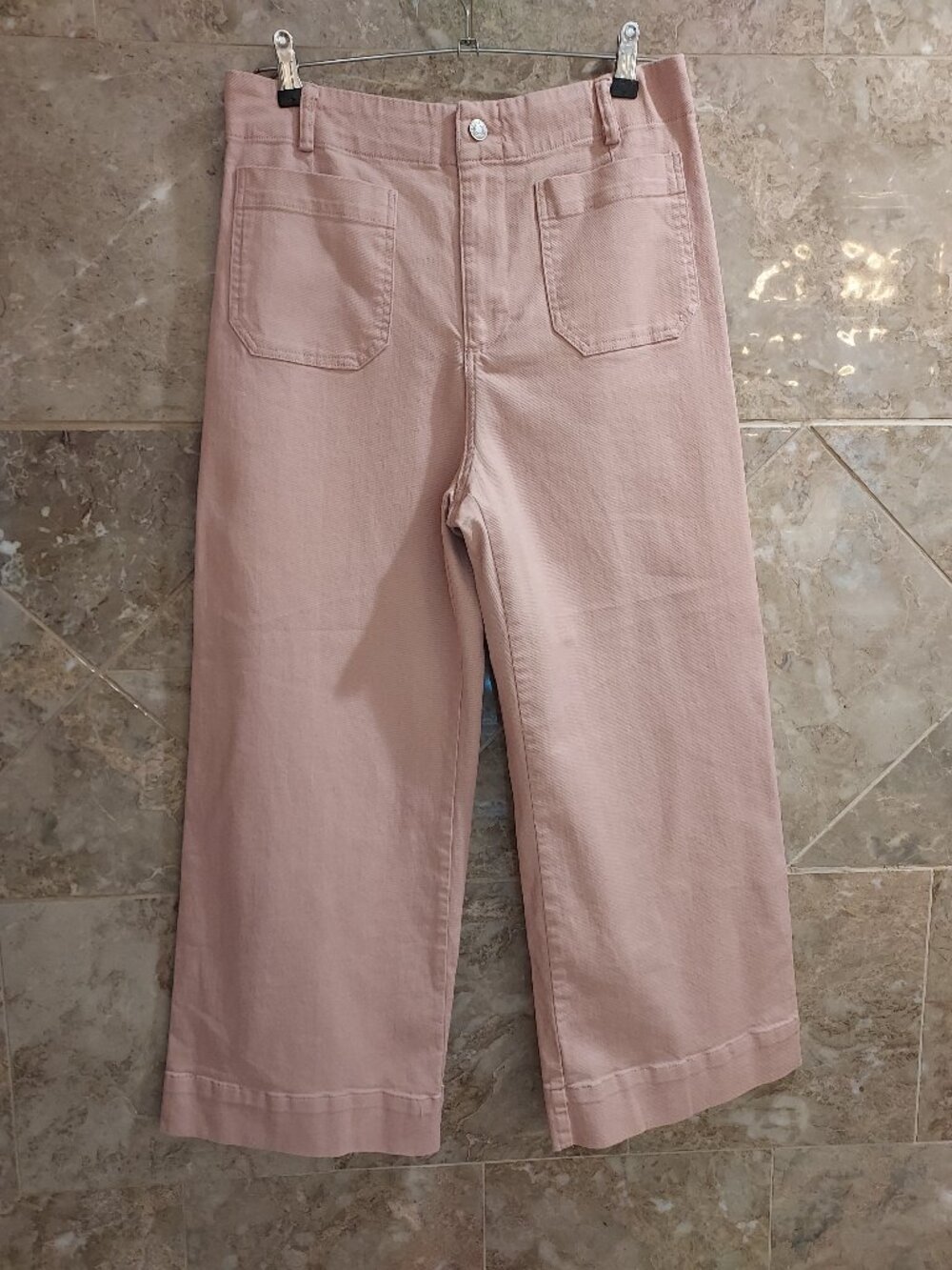 Eesome Soft Washed Wide Leg Cropped Pants Mauve Size Medium #PK7618